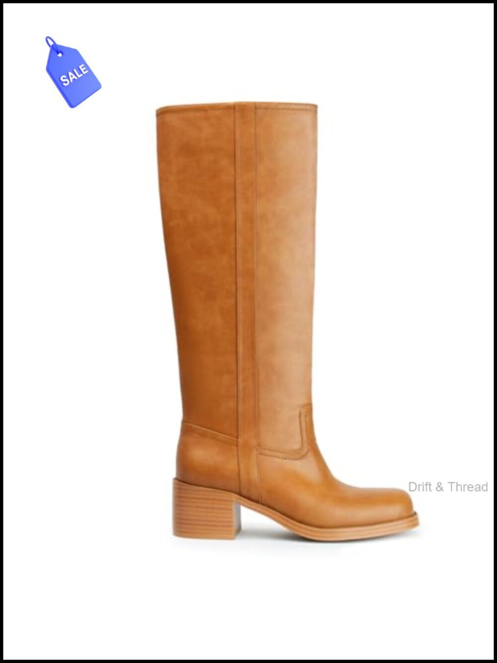 Faux Leather Knee High Boots Square Toe Block Heel Wide Calf Pull On